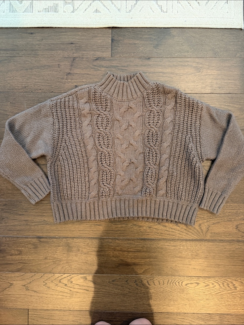 Lucky Brand Brown Cable Mock Neck Sweater Size Small - C33-046